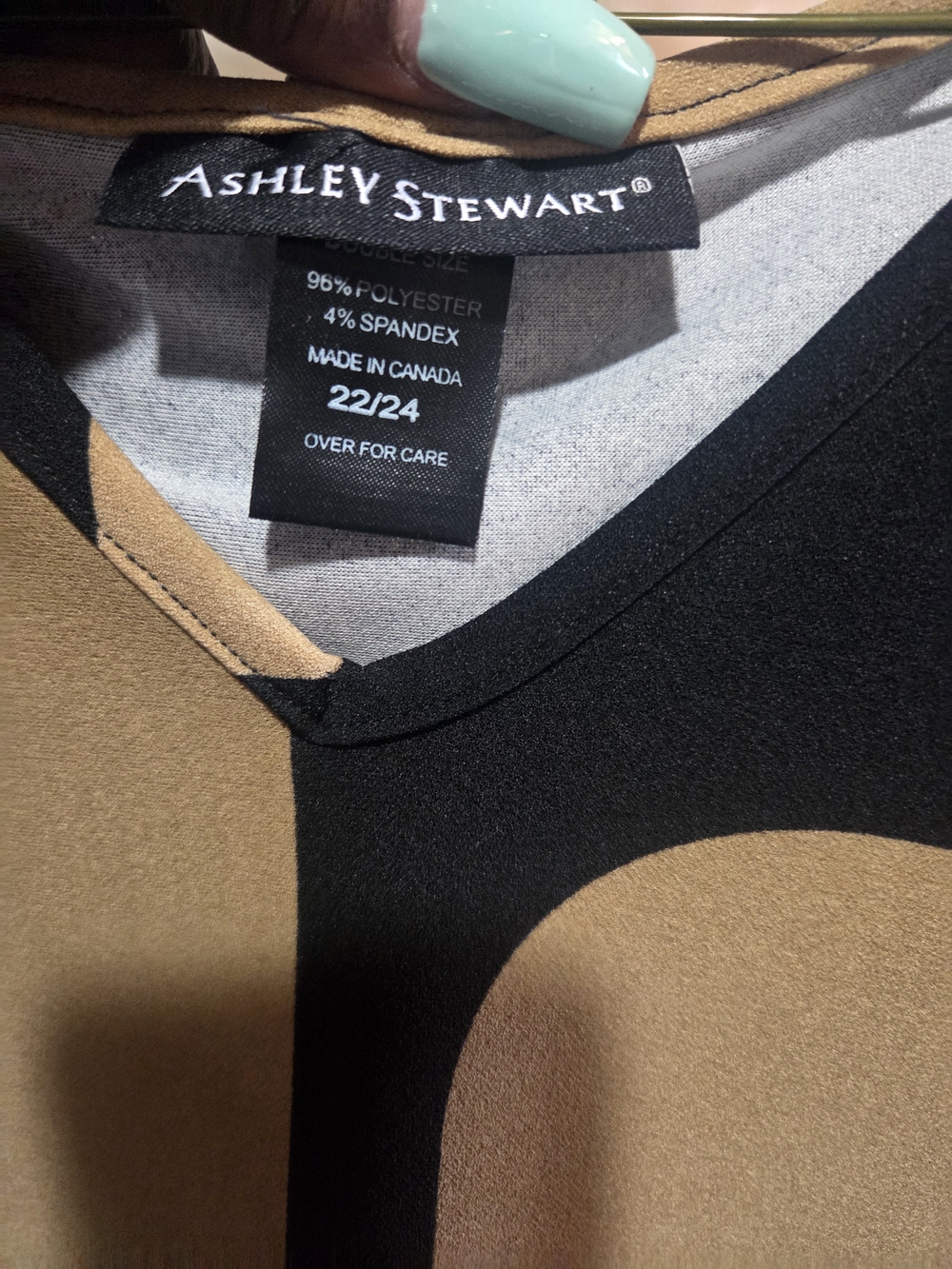 Ashley Stewart Black and Camel Geometric Design Midi Dress
